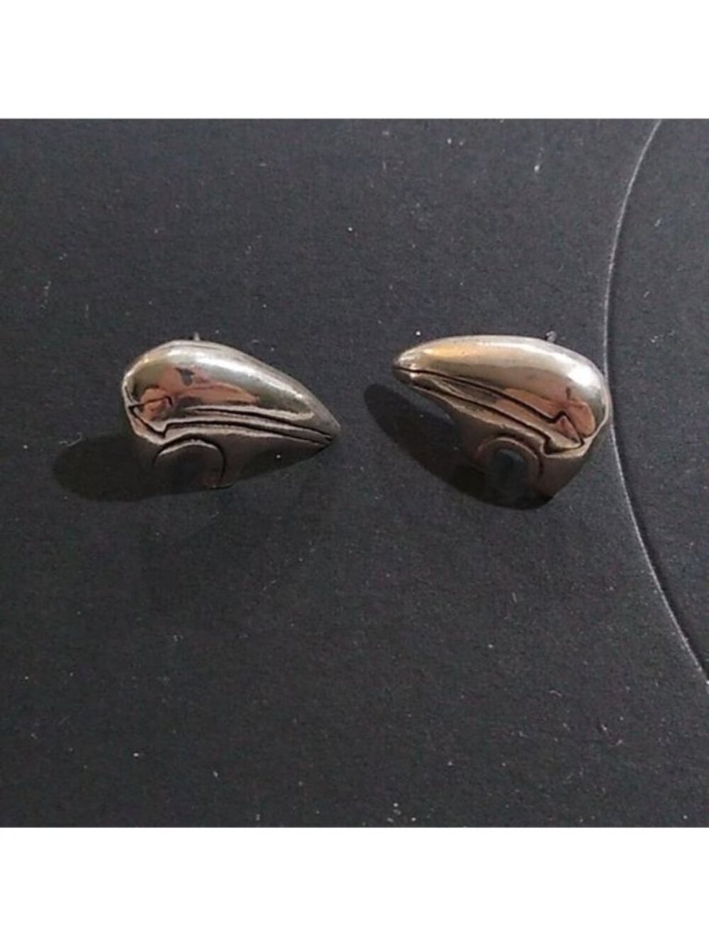 Signed Navajo Glenn & Irene Sandoval Bear Earrings, Sterling Silver